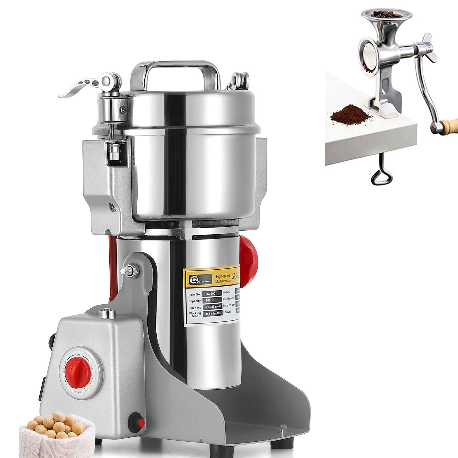 Amazon.com: CGOLDENWALL 700g Electric Grain Grinder with Hand